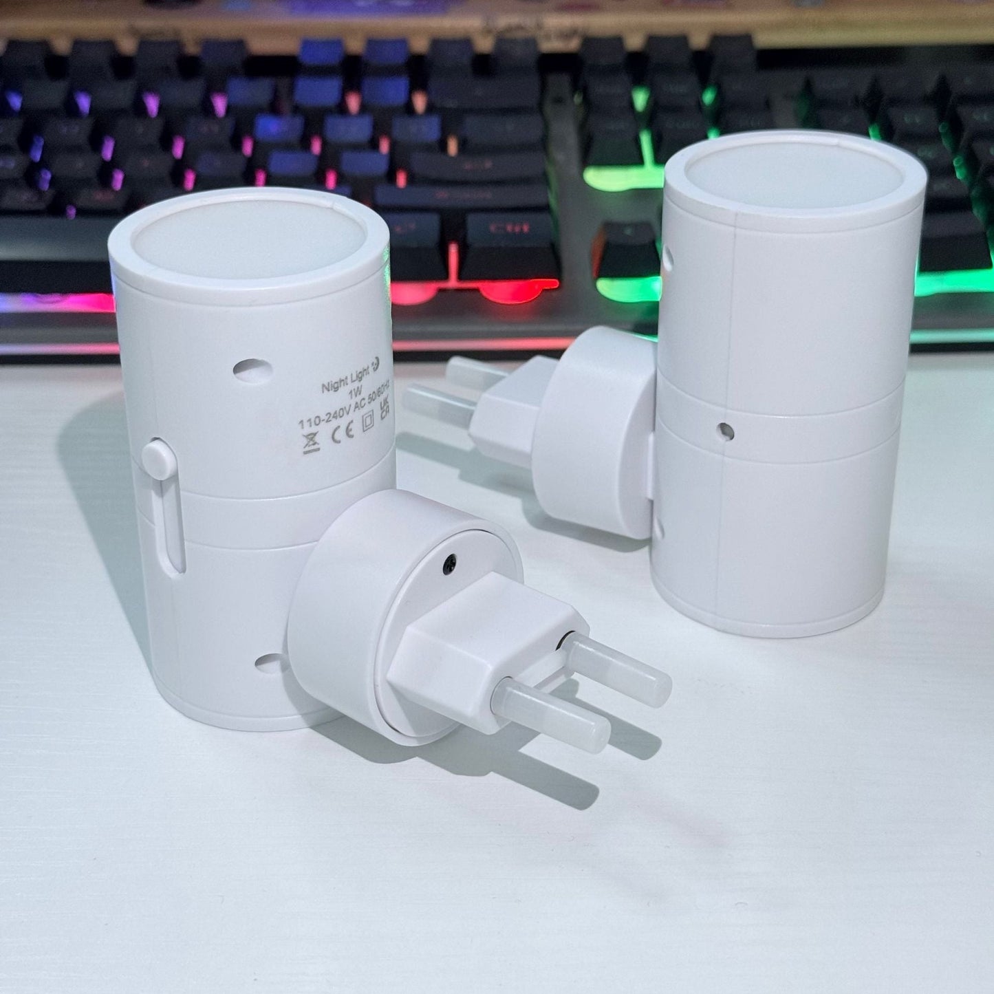 L LOHAS LED Night Light Plug in, Modern Night Lights Plug into Wall, Dusk to Dawn Sensor, Soft White 3000K, 0-100LM Adjustable Brightness, Dimmable Night Lights for Hallway Bedroom Stairway, 2 Pack