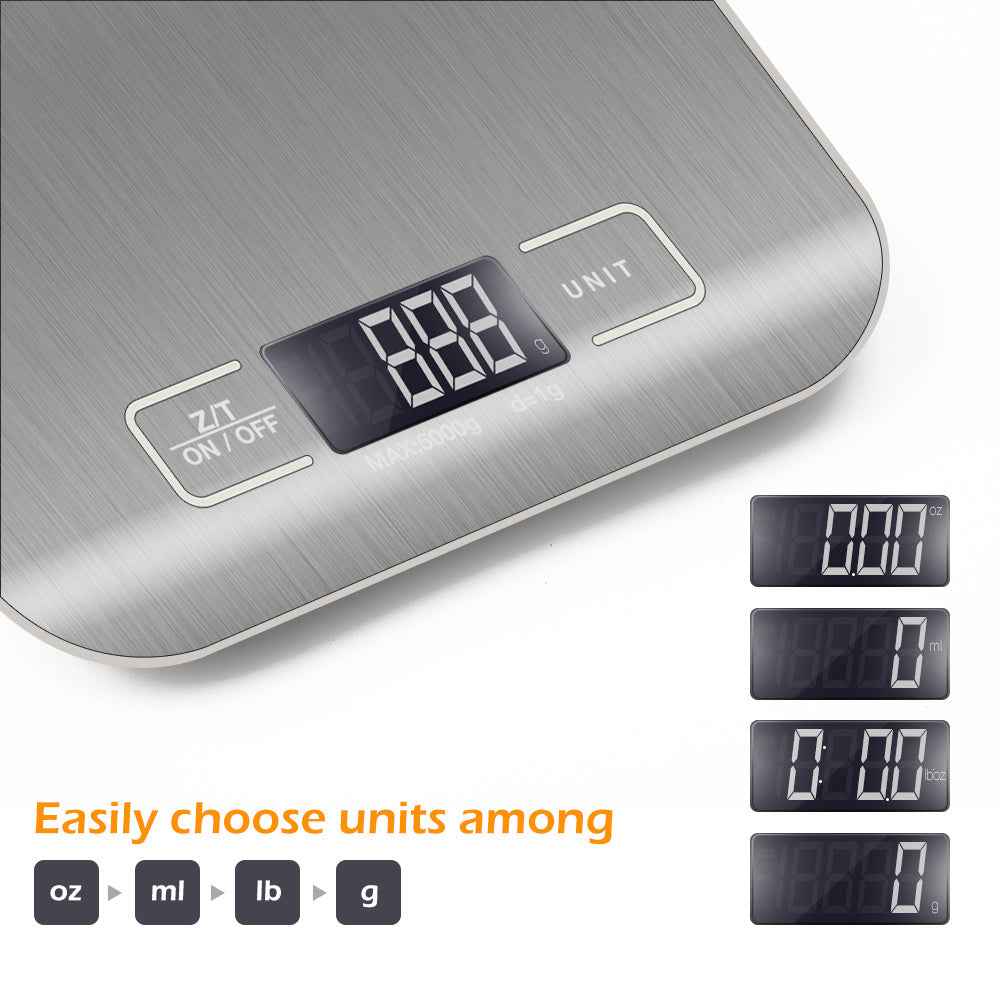 tekcity Food Kitchen Scale, Digital Grams and Ounces for Weight Loss, Baking, Cooking, Keto and Meal Prep, LCD Display, Medium, 304 Stainless Steel