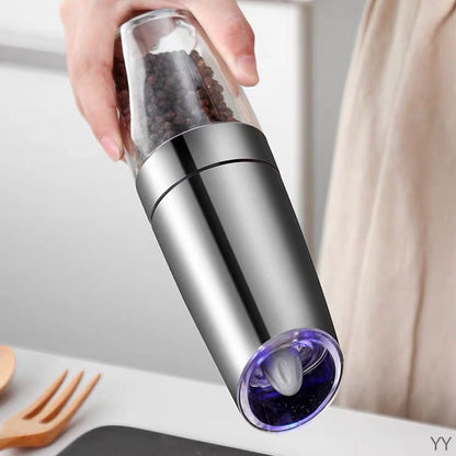CIRCLE JOY Gravity Electric Salt and Pepper Grinder Set Automatic Salt and Pepper Grinder Set with LED Light, Battery Operated, Adjustable Coarseness, Large Capacity, for Home Kitchen BBQ