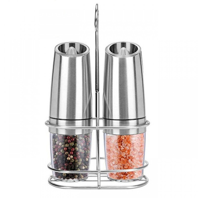 CIRCLE JOY Gravity Electric Salt and Pepper Grinder Set Automatic Salt and Pepper Grinder Set with LED Light, Battery Operated, Adjustable Coarseness, Large Capacity, for Home Kitchen BBQ
