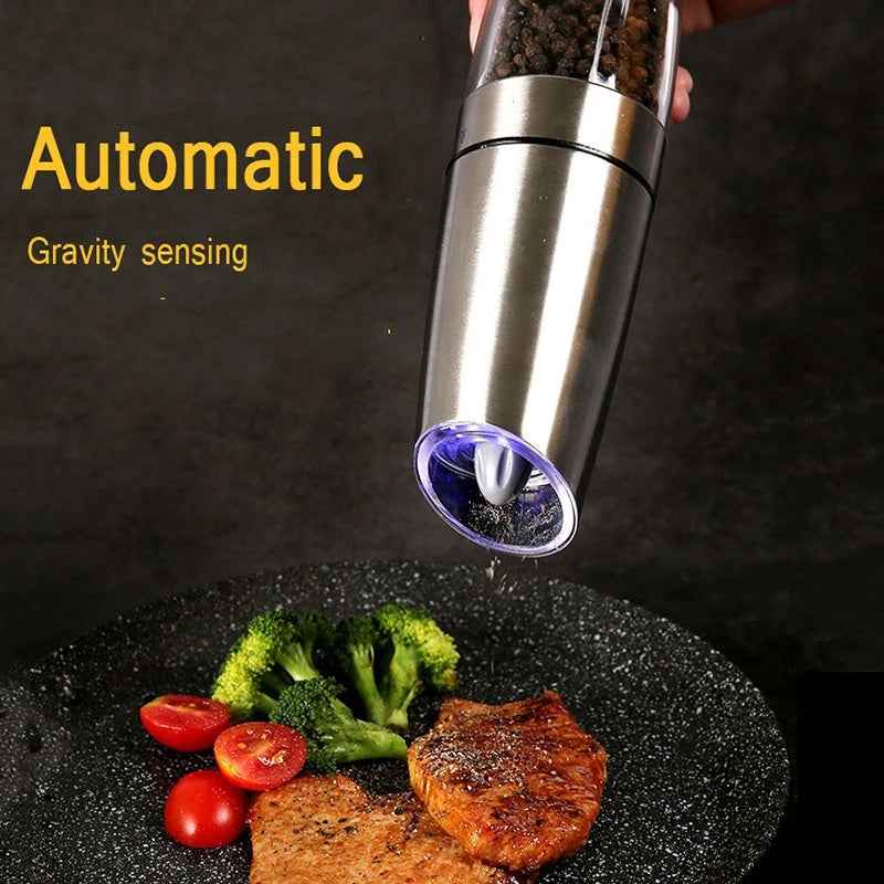 CIRCLE JOY Gravity Electric Salt and Pepper Grinder Set Automatic Salt and Pepper Grinder Set with LED Light, Battery Operated, Adjustable Coarseness, Large Capacity, for Home Kitchen BBQ