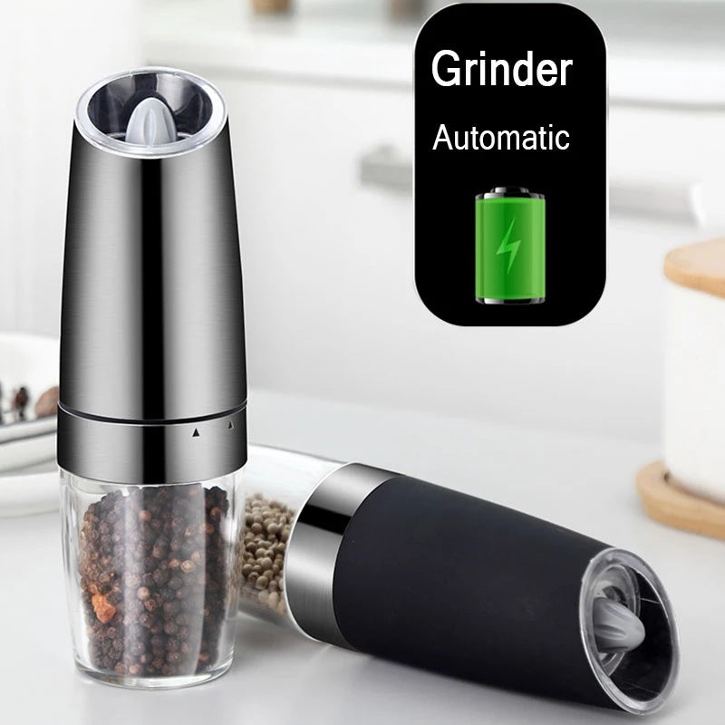 CIRCLE JOY Gravity Electric Salt and Pepper Grinder Set Automatic Salt and Pepper Grinder Set with LED Light, Battery Operated, Adjustable Coarseness, Large Capacity, for Home Kitchen BBQ