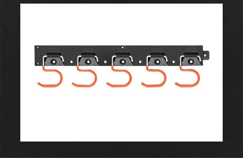 IMILLET 2 Pack Mop and Broom Holder, Wall Mounted Organizer Mop and Broom Storage Tool Rack with 5 Ball Slots and 6 Hooks (Black)