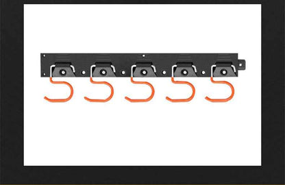 IMILLET 2 Pack Mop and Broom Holder, Wall Mounted Organizer Mop and Broom Storage Tool Rack with 5 Ball Slots and 6 Hooks (Black)