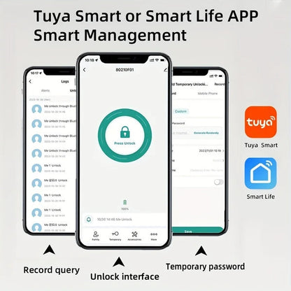 keyless Entry Door Lock deadbolt with Handle Set- Front Door Fingerprint Smart Locks with 2 Lever Handles-Keypad Code Deadbolt -App Control,Auto Lock,Easy to Install