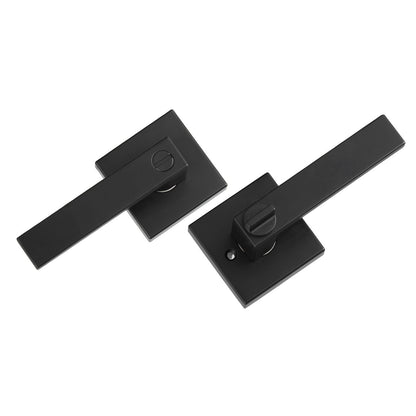 5 Pack Matte Black Door Handles Interior Door Knobs, Home Improvement Keyless Privacy Door Lock, Heavy Duty Zinc Alloy 2.07 lb Door Leverset for Bedrooms Bathrooms