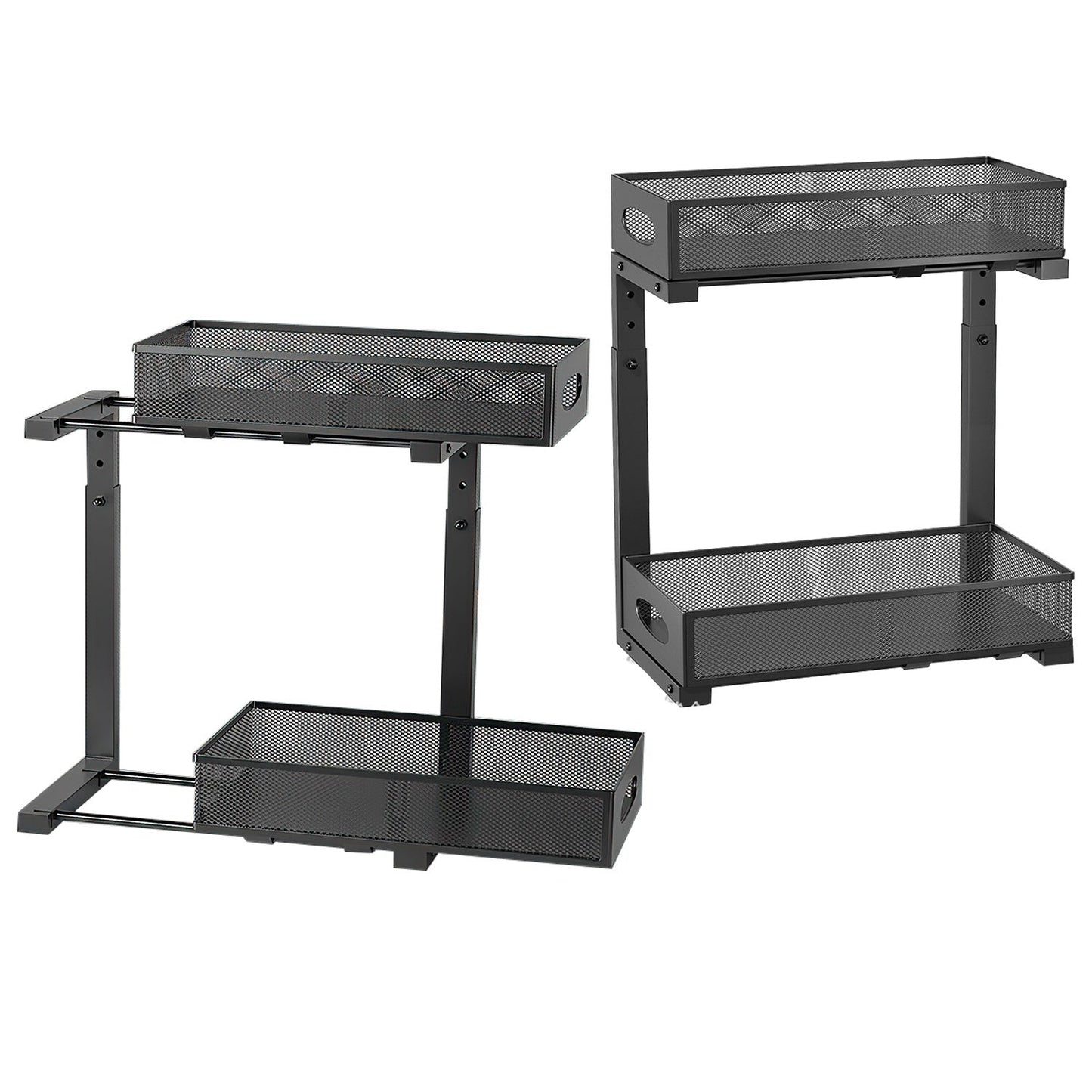 2 Pack Multi-Purpose Pull-Out Storage Organizers, Under Sink Organizers and Storage for Bathroom & Kitchen, Under Cabinet Organizers and storage, 12.8 Inch, Black