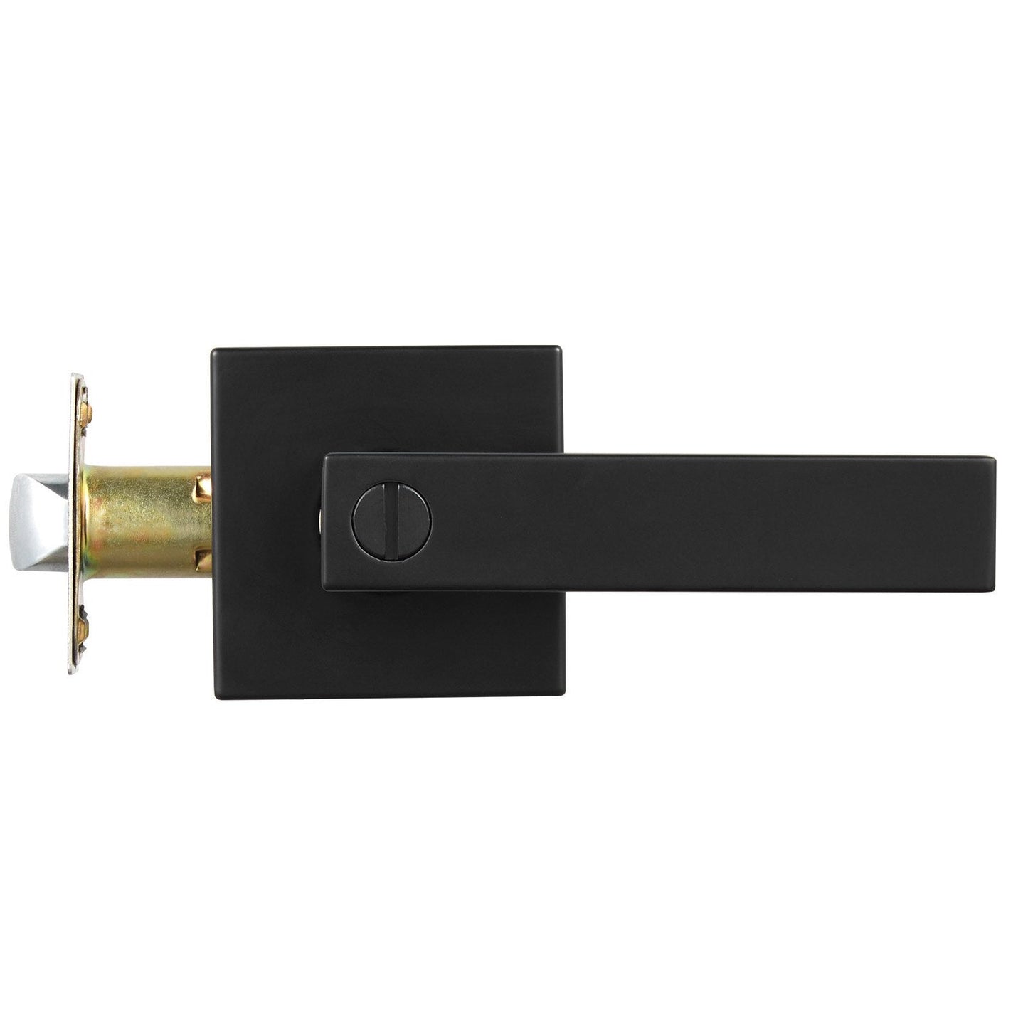 5 Pack Matte Black Door Handles Interior Door Knobs, Home Improvement Keyless Privacy Door Lock, Heavy Duty Zinc Alloy 2.07 lb Door Leverset for Bedrooms Bathrooms