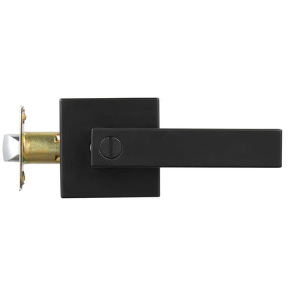 5 Pack Matte Black Door Handles Interior Door Knobs, Home Improvement Keyless Privacy Door Lock, Heavy Duty Zinc Alloy 2.07 lb Door Leverset for Bedrooms Bathrooms