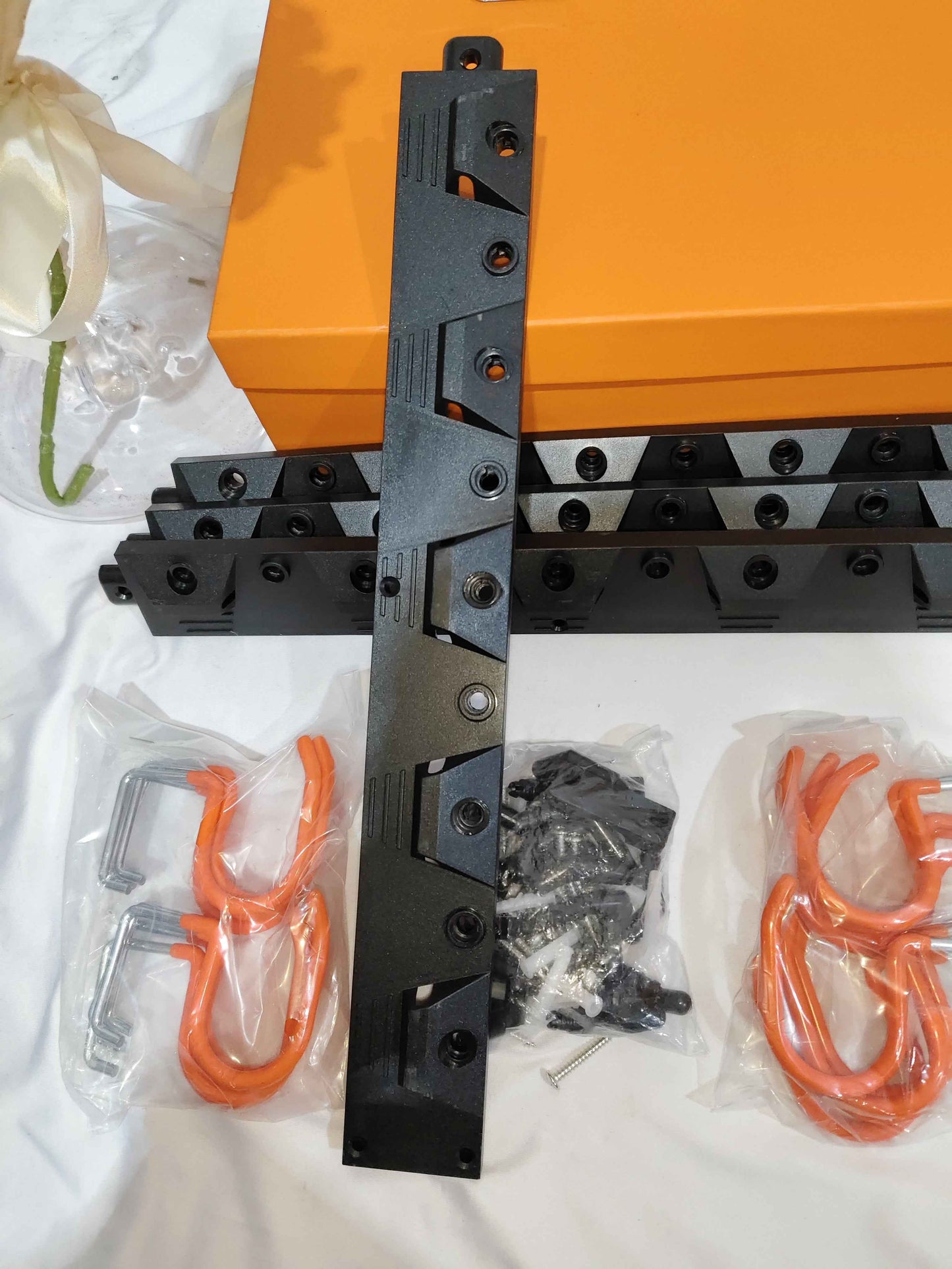 IMILLET 2 Pack Mop and Broom Holder, Wall Mounted Organizer Mop and Broom Storage Tool Rack with 5 Ball Slots and 6 Hooks (Black)