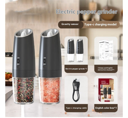 CIRCLE JOY Gravity Electric Salt and Pepper Grinder Set Automatic Salt and Pepper Grinder Set with LED Light, Battery Operated, Adjustable Coarseness, Large Capacity, for Home Kitchen BBQ