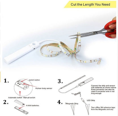 حزام مصباح سرير ذكي بتقنية LED يعمل بالاستشعار عن حركة الجسم