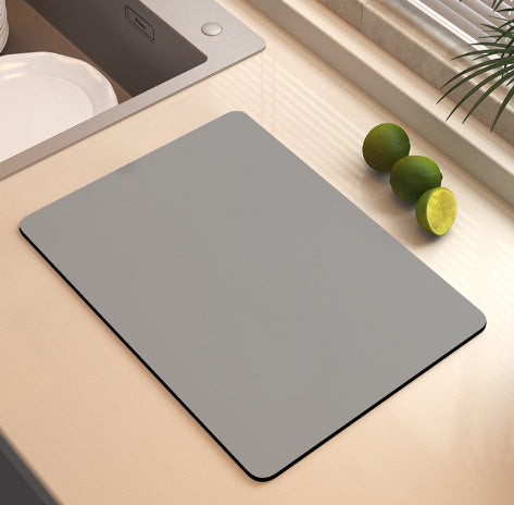 حصيرة تجفيف الأطباق لسطح المطبخ، مقاس 12 × 19 بوصة، مزودة بظهر مطاطي مانع للانزلاق، تخفي البقع ومقاومة للامتصاص، مناسبة لسطح المطبخ، حصيرة تجفيف لرفوف تجفيف الأطباق وآلات القهوة (رمادي)