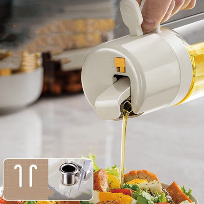TrendPlain 16oz/470ml Glass Olive Oil Sprayer for Cooking – 2 in 1 Olive Oil Dispenser Bottle for Kitchen Gadgets and Air Fryer Accessories, Salad, BBQ - Black