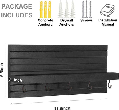 Key Holder for Wall, Decorative Key and Mail Holder with Shelf Has Large Hooks for Bags, Coats, Umbrella – Paulownia Wood Key Hanger with Mounting Hardware (9.8”W x 6.7”H x 4.2”D)