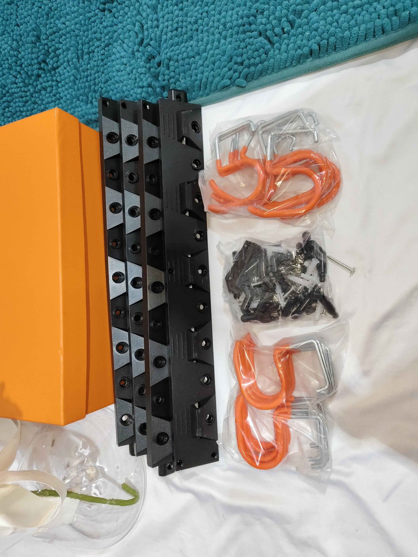 IMILLET 2 Pack Mop and Broom Holder, Wall Mounted Organizer Mop and Broom Storage Tool Rack with 5 Ball Slots and 6 Hooks (Black)