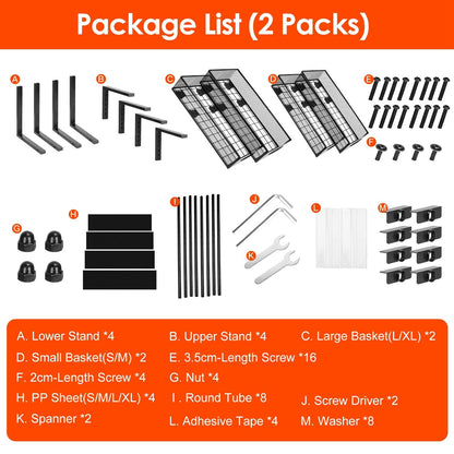 2 Pack Multi-Purpose Pull-Out Storage Organizers, Under Sink Organizers and Storage for Bathroom & Kitchen, Under Cabinet Organizers and storage, 12.8 Inch, Black