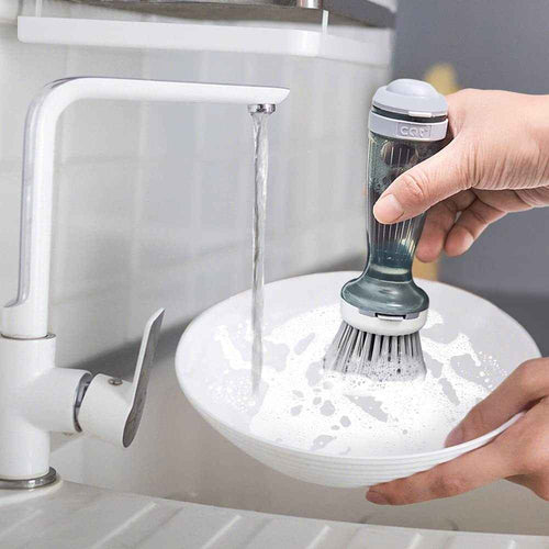 MR.SIGA Soap Dispensing Dish Brush Storage Set, Kitchen Brush with Holder for Pot Pan Sink Cleaning