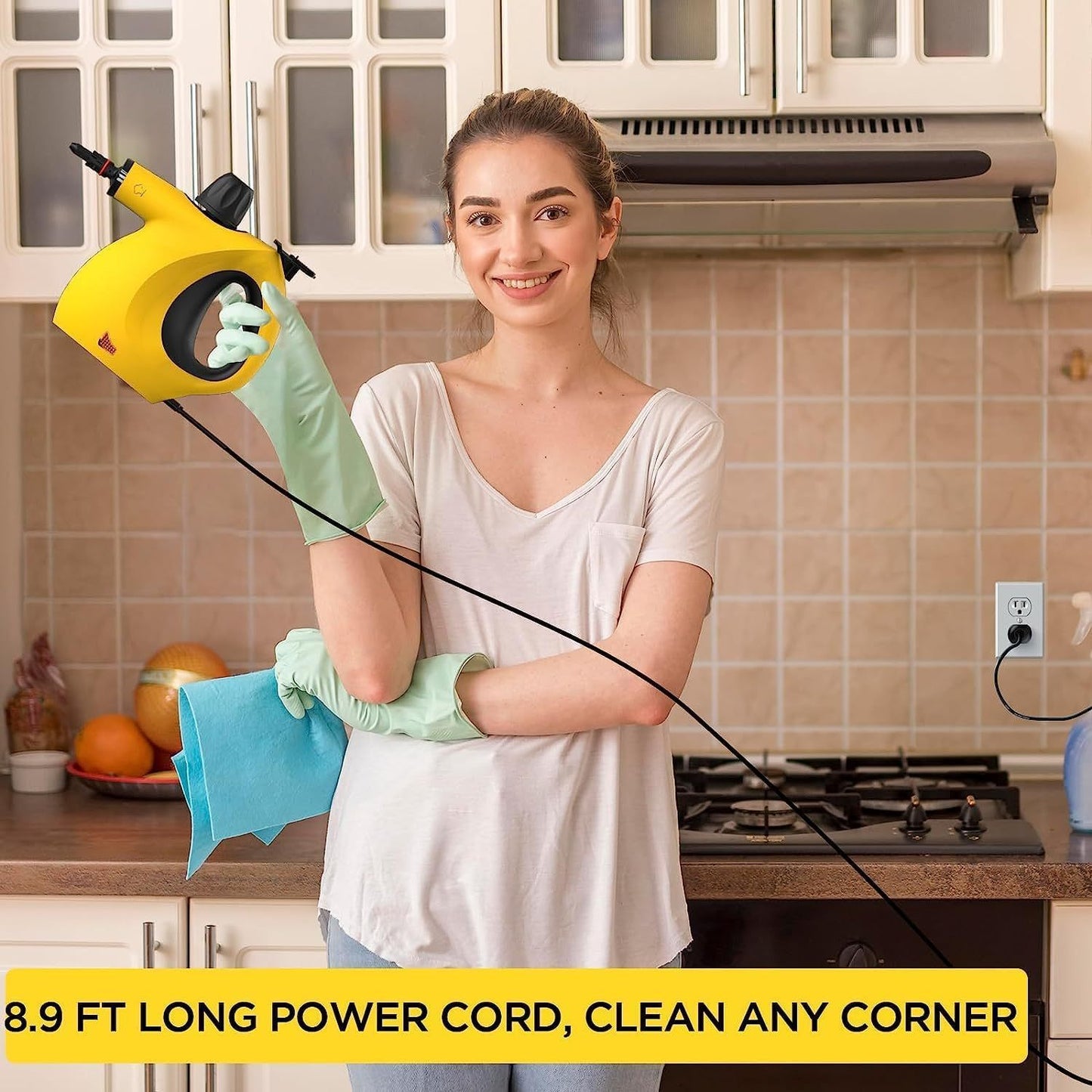 ISSELL® Steam Shot™ OmniReach handheld portable steam cleaner for tile, grout, windows, bathrooms, kitchens, fabric steaming tool, includes 10 tools