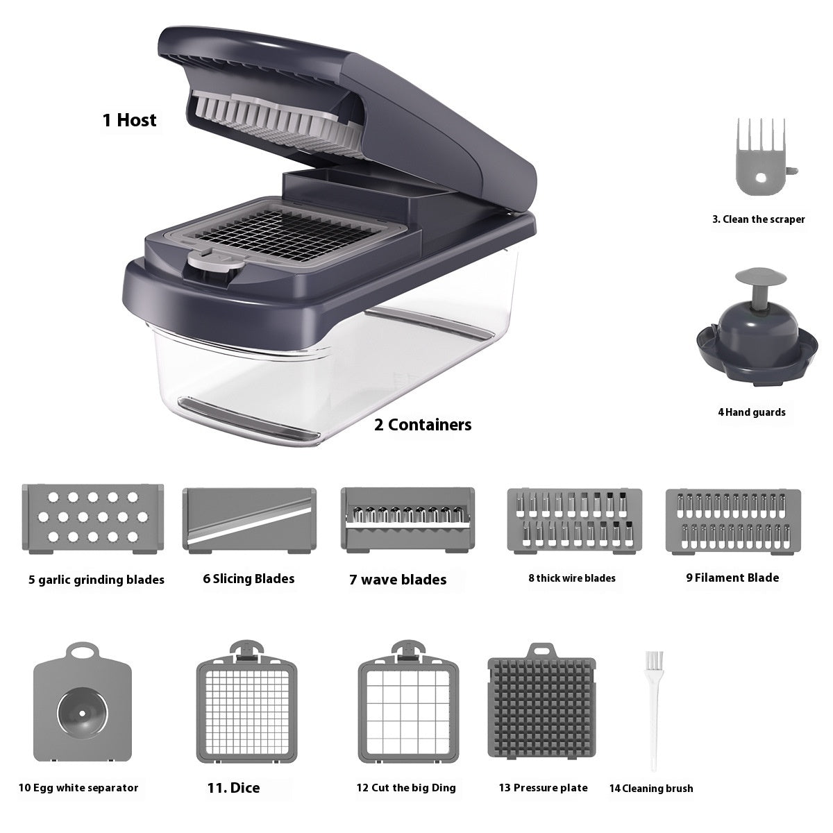 قطاعة الخضار والحلزونية الأصلية من يولستار - قطاعة خضار وقطاعة حلزونية، قطاعة طعام مع وعاء، قطاعة فواكه، أدوات ومستلزمات المطبخ، مستلزمات منزلية أساسية (4 في 1، أبيض)