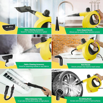 ISSELL® Steam Shot™ OmniReach handheld portable steam cleaner for tile, grout, windows, bathrooms, kitchens, fabric steaming tool, includes 10 tools