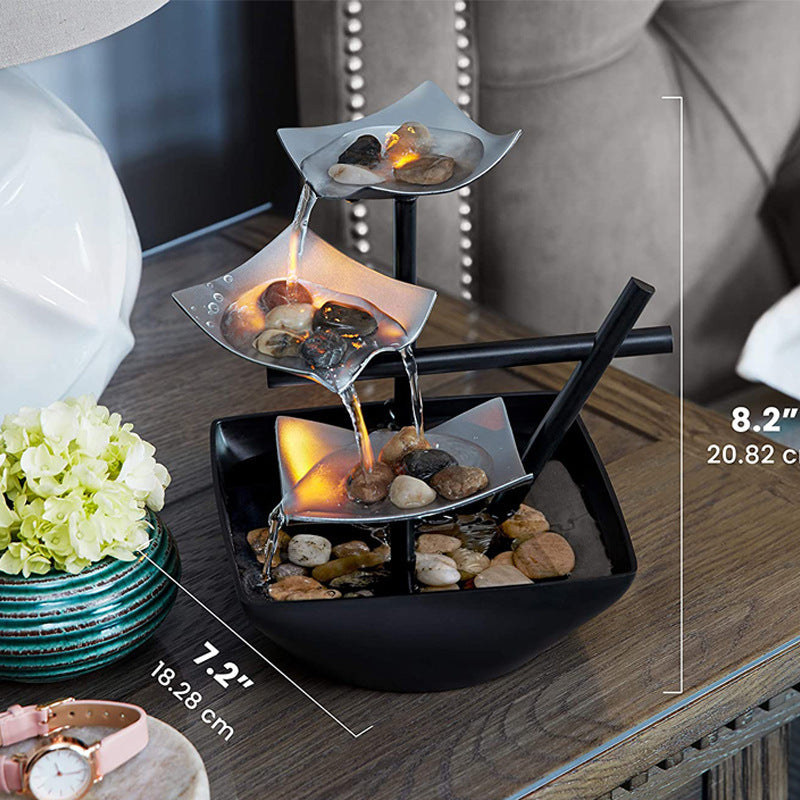 نافورة مياه هوميدكس المكتبية، جهاز صوتي مهدئ لتزيين المنزل - مضخة أوتوماتيكية، حوض عميق وأحجار نهرية طبيعية. استرخاء داخلي هادئ للمكتب أو غرفة المعيشة أو غرفة النوم، ارتفاع 8.25 بوصة