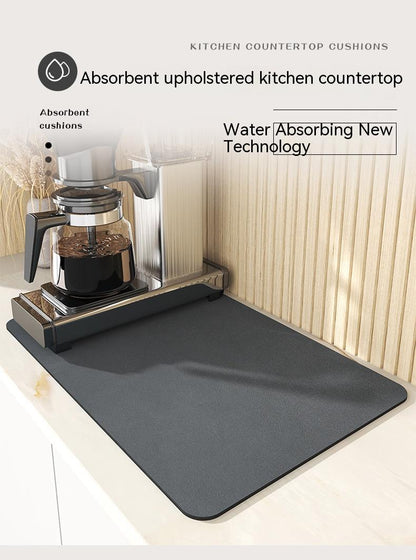 حصيرة تجفيف الأطباق لسطح المطبخ، مقاس 12 × 19 بوصة، مزودة بظهر مطاطي مانع للانزلاق، تخفي البقع ومقاومة للامتصاص، مناسبة لسطح المطبخ، حصيرة تجفيف لرفوف تجفيف الأطباق وآلات القهوة (رمادي)