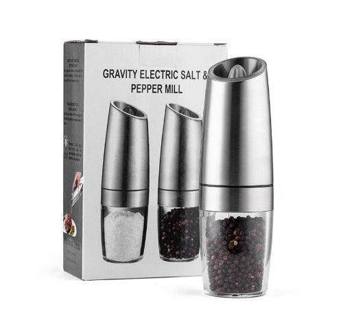 CIRCLE JOY Gravity Electric Salt and Pepper Grinder Set Automatic Salt and Pepper Grinder Set with LED Light, Battery Operated, Adjustable Coarseness, Large Capacity, for Home Kitchen BBQ