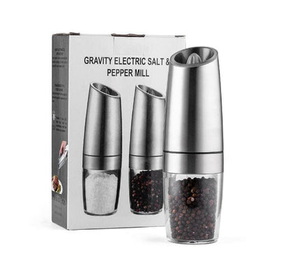 CIRCLE JOY Gravity Electric Salt and Pepper Grinder Set Automatic Salt and Pepper Grinder Set with LED Light, Battery Operated, Adjustable Coarseness, Large Capacity, for Home Kitchen BBQ