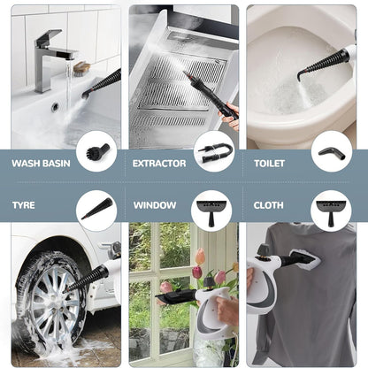 ISSELL® Steam Shot™ OmniReach handheld portable steam cleaner for tile, grout, windows, bathrooms, kitchens, fabric steaming tool, includes 10 tools