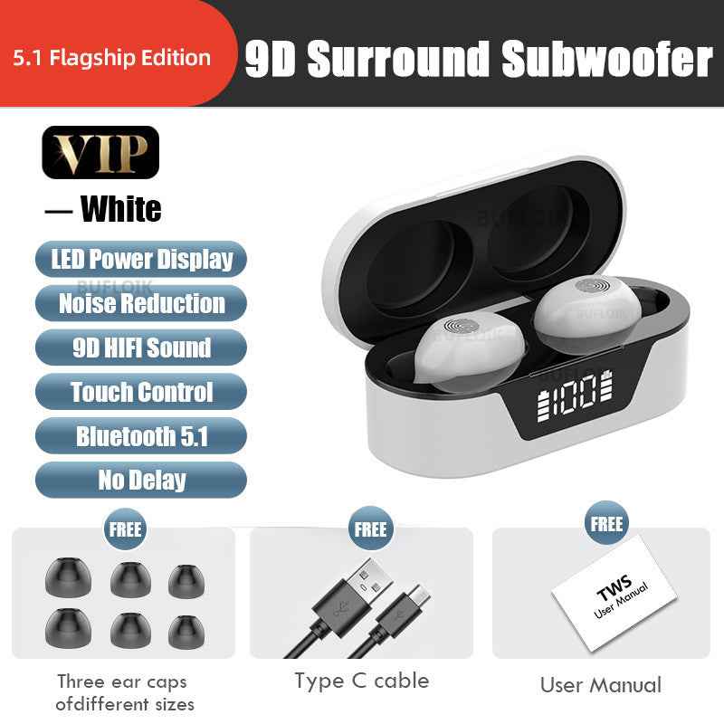 Private Model Mini Bluetooth Headset With Battery Display Touch