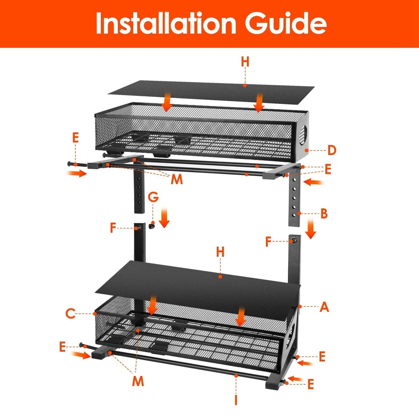 2 Pack Multi-Purpose Pull-Out Storage Organizers, Under Sink Organizers and Storage for Bathroom & Kitchen, Under Cabinet Organizers and storage, 12.8 Inch, Black
