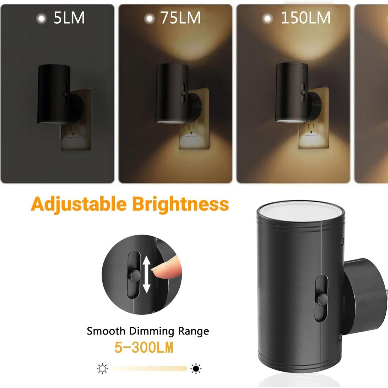 L LOHAS LED Night Light Plug in, Modern Night Lights Plug into Wall, Dusk to Dawn Sensor, Soft White 3000K, 0-100LM Adjustable Brightness, Dimmable Night Lights for Hallway Bedroom Stairway, 2 Pack